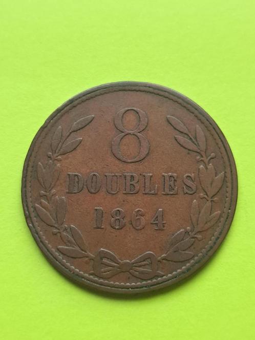 1864 Guernsey 8 doubles, Postzegels en Munten, Munten | Europa | Niet-Euromunten, Losse munt, Overige landen, Verzenden