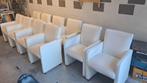 10 wit lederen stoelen op wieltjes, Huis en Inrichting, Ophalen, Gebruikt