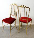 Vintage Chiavari stoel Hollywood Regency messing 1 van 2, Ophalen, Gebruikt, Rood, Vintage stoel Mid-Century Modern Italiaans design
