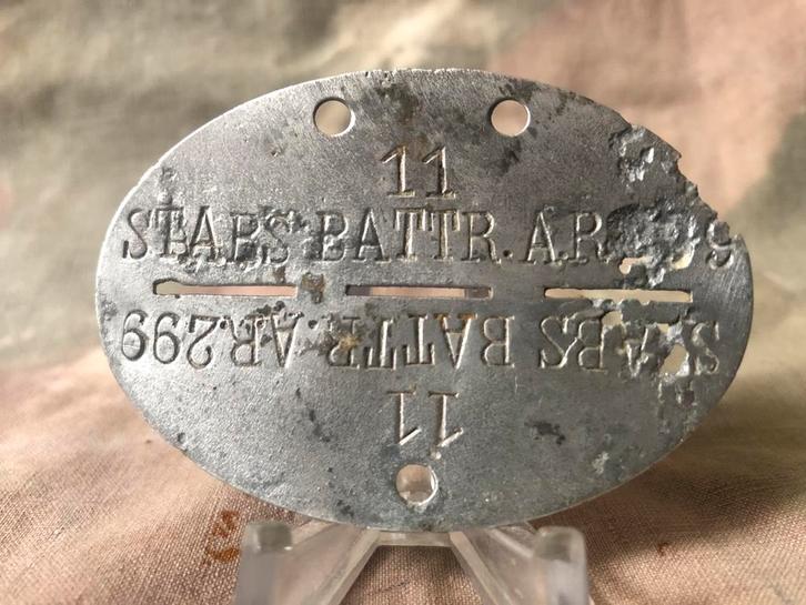 Erkennungsmarke Artillerie Batterie 299, Verzamelen, Militaria | Tweede Wereldoorlog, Ophalen of Verzenden
