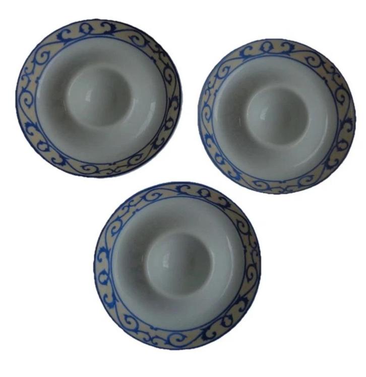 Clay of Limoges Versailles 3x eierdop 11cm ei servies wit, Huis en Inrichting, Keuken | Servies, Zo goed als nieuw, Verzenden