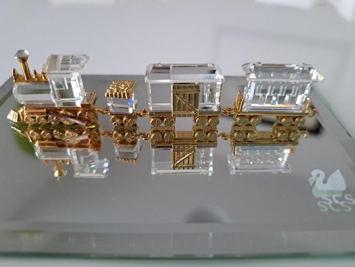 vergulde kristal trein set Swarovski, Verzamelen, Swarovski, Nieuw, Figuurtje, Ophalen