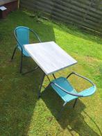 Tuinset aluminium 2 stoelen en tafel voor buiten, Tuinset, Ophalen of Verzenden, Zo goed als nieuw, Aluminium