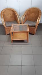 Rotan zeteltjes en tafel, Huis en Inrichting, Ophalen, Gebruikt, Twee, Bruin