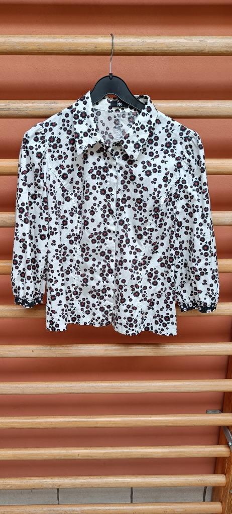 Verfijnd katoenen bloesje, Kleding | Dames, Blouses en Tunieken, Zo goed als nieuw, Maat 38/40 (M), Wit, Ophalen