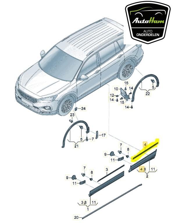 SIERLIJST Seat Tarraco (|5FJ853334A67E|5FJ853334A|), Auto-onderdelen, Carrosserie, Seat, Nieuw
