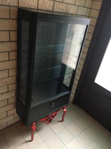 Antieke Vitrinekast, 25 à 50 cm, Avec porte(s), Autres essences de bois, Utilisé
