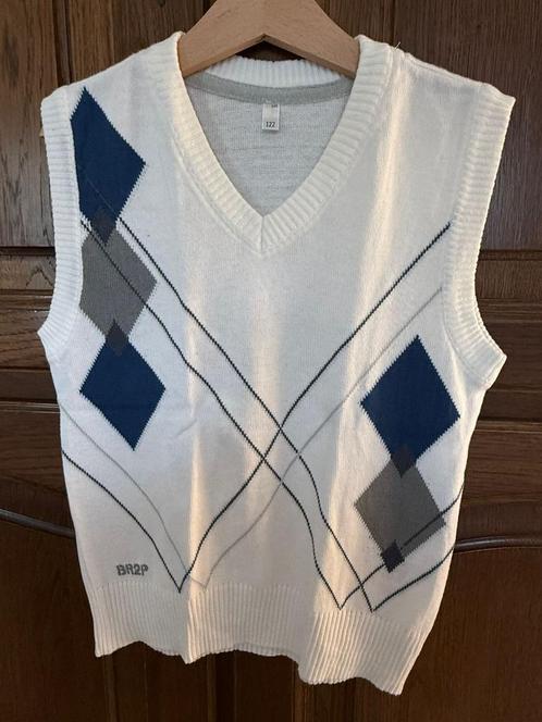 Cardigan – Taille 122 – Motif argyle bleu/gris, Kinderen en Baby's, Kinderkleding | Maat 122, Zo goed als nieuw, Jongen, Trui of Vest