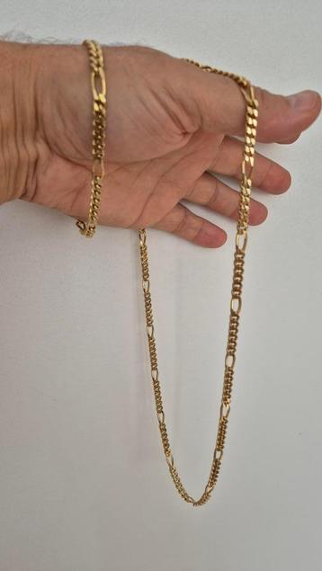 Chique Nieuwe 63 cm ketting en 23 cm armband - kleur goud beschikbaar voor biedingen