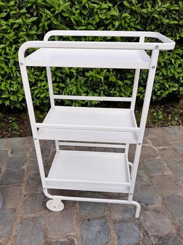 Beau chariot de cuisine IKEA blanc sur roues/table à roulett