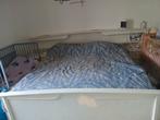 Tweepersoonsbed, Huis en Inrichting, Slaapkamer | Bedden, Ophalen, Gebruikt, Crème, Hout