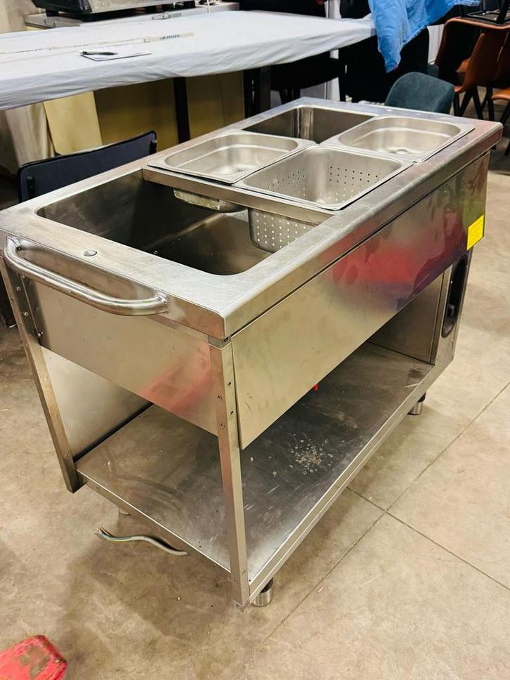 RVS Koelwerkbank met 3 GN-Bakken – Zeer Goede Staat, Zakelijke goederen, Horeca | Overige, Ophalen of Verzenden