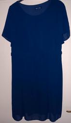 Zeer mooi kleedje met plissé korte mouw, Comme neuf, Taille 38/40 (M), Bleu, Enlèvement ou Envoi
