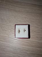 Paire de Boucles d'Oreilles Puces Or 750 Diamant ou Zircon, Jaune, Boucles d'oreilles