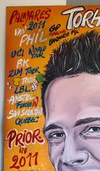 Uniek geschilderd cartoon Philippe Gilbert, Ophalen of Verzenden, Zo goed als nieuw