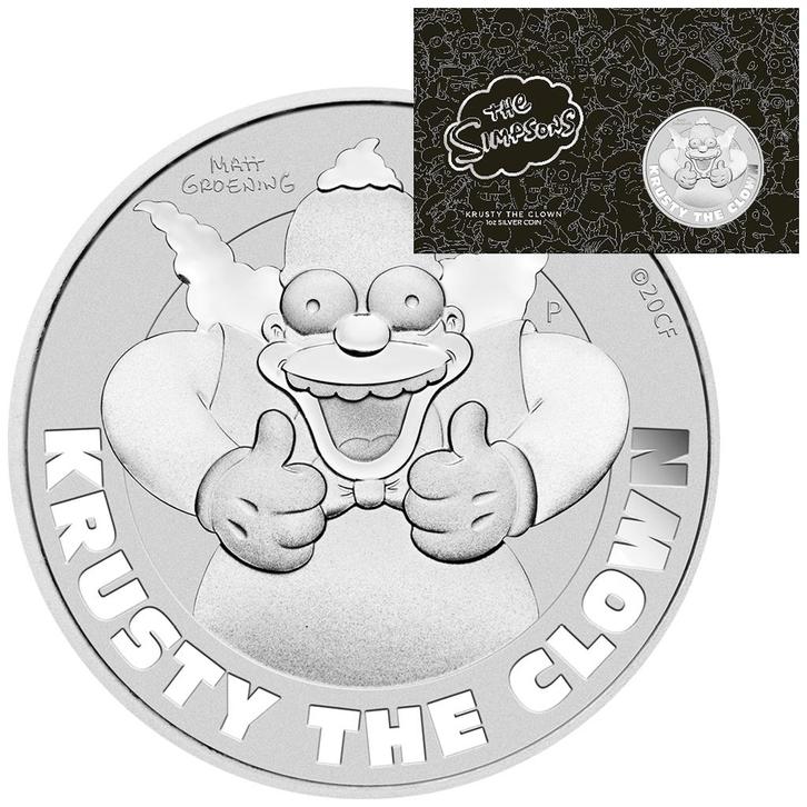 Les Simpsons - Krusty le clown - 1 oz d'argent 2020 en carte, Timbres & Monnaies, Monnaies | Océanie, Monnaie en vrac, Argent