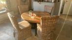 Tafel met 6 rieten stoelen, Tuin en Terras, Ophalen, Zo goed als nieuw