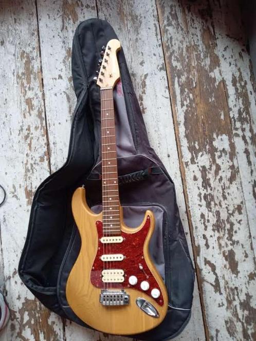 Gitaar Richwood met versterker, rugzak en plectrums, Muziek en Instrumenten, Snaarinstrumenten | Gitaren | Elektrisch, Zo goed als nieuw