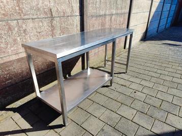 inoxtafel met onderblad en uitsparing  1800mm x 600mm, Enlèvement, Utilisé