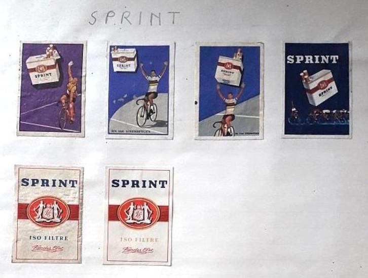 Lot van 6 etiketten v luciferdoosjes merk "Sprint" (sigaren), Verzamelen, Rookartikelen, Aanstekers en Luciferdoosjes, Ophalen of Verzenden