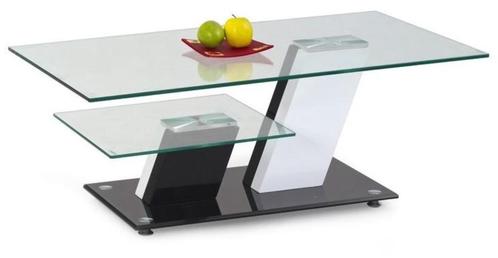 Glazen salontafel Salamander, hoogglans wit / zwart NIEUW, Maison & Meubles, Tables | Tables d'appoint, Neuf, Rectangulaire, 45 à 60 cm
