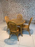 Chaise et table en rotin avec verre très bon état., Jardin & Terrasse, Comme neuf