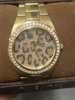 Gouden horloge Guess met leopard print, Handtassen en Accessoires, Ophalen of Verzenden, Gebruikt, Guess