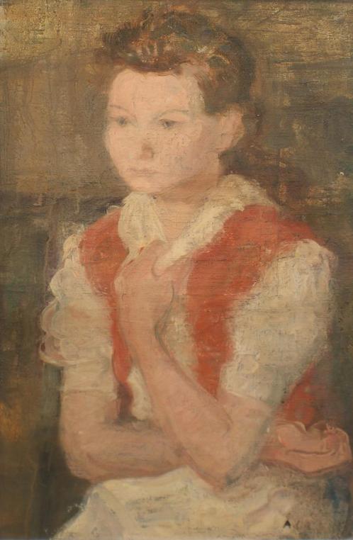 Albert Dasnoy (1901-1992): Meisjesportret (O/D, 53 x 79 cm), Antiek en Kunst, Kunst | Schilderijen | Klassiek, Ophalen of Verzenden
