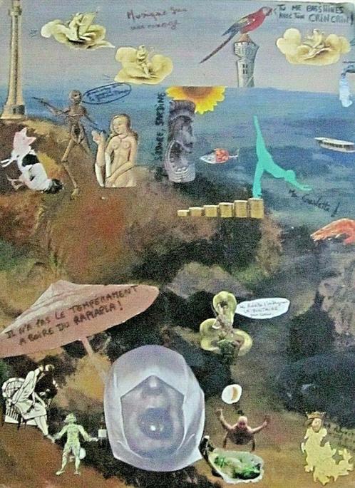 JELINEK Amusant Étrange collage HSP vintage 1970 surréalisme, Antiquités & Art, Art | Peinture | Moderne, Enlèvement ou Envoi