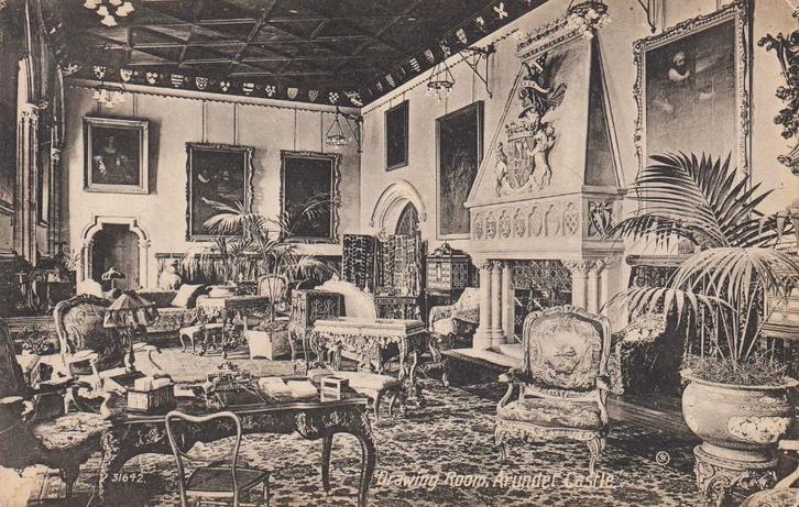1900 - Royaume-Uni - Arundel : salon, château d'Arundel, Collections, Cartes postales | Étranger, Non affranchie, Angleterre, Avant 1920