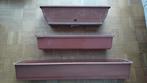 Lot bundel 3 bloembakken jardinières terracotta plastic, Tuin en Terras, Ophalen, Kunststof, Gebruikt, Minder dan 30 cm