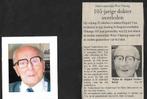 Bidprentje + krantartikel Dokter Edgard Vankesbeeck-105 jaar, Verzamelen, Ophalen of Verzenden, Bidprentje