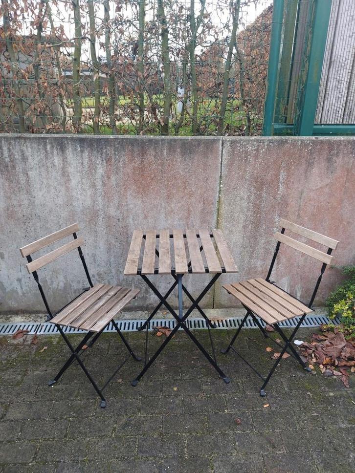 TÄRNÖ Ikea tafel + twee stoelen, Tuin en Terras, Tuintafels, Gebruikt, Vierkant, Hout, Ophalen