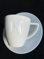 Tasse + sous-tasse blanche nespresso, Porcelaine, Neuf, Tasse et/ou soucoupe