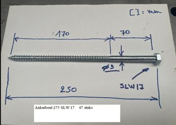 Boulon en fil de bois Boulon d'ancrage 275 mm SLW 17 disponible aux enchères