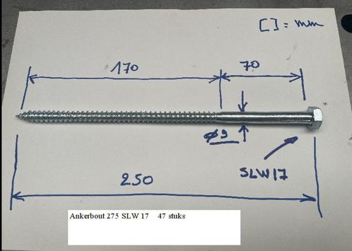 Boulon en fil de bois Boulon d'ancrage 275 mm SLW 17, Bricolage & Construction, Quincaillerie & Fixations, Comme neuf, Autres types