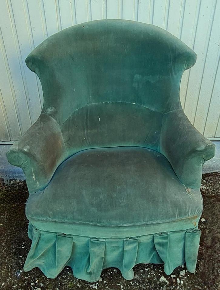 Barnfind BOUDOIR canapé emerald + fauteuil, Antiek en Kunst, Antiek | Meubels | Stoelen en Sofa's, Ophalen