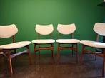 4 vintage eetkamerstoelen, Huis en Inrichting, Stoelen, Ophalen, Hout, Wit, Zo goed als nieuw