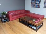 Salon (Canapé+pouf+fauteuils) en cuir rouge, Enlèvement, Utilisé, Cuir