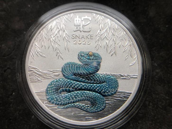2025 Australia - Lunar III Snake - 1 oz color silver, Postzegels en Munten, Edelmetalen en Baren, Zilver, Ophalen of Verzenden