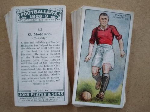 Footballers 1928-29 complete set 25 chromos cigarette cards, Collections, Articles de Sport & Football, Affiche, Image ou Autocollant