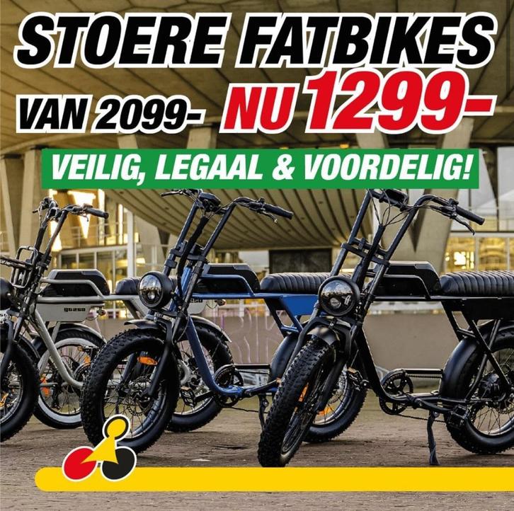 FATBIKES VAN 2099 NU 1299 MET CERTIFICAAT BIJ MEGA BIKE, Fietsen en Brommers, Elektrische fietsen, Nieuw, 50 km per accu of meer