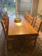 Massief eiken eettafel & stoelen, Huis en Inrichting, Ophalen, Gebruikt, Rustiek, 6 tot 8 stoelen