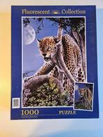 Puzzel Clementoni 1000 stukjes Fluoriscent Single Cheetah, Ophalen of Verzenden, 500 t/m 1500 stukjes, Gebruikt, Legpuzzel