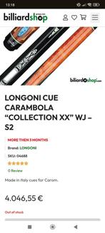 Longoni carom keu collectie xx, Sport en Fitness, Biljarten en Poolen, Ophalen, Zo goed als nieuw, Keu of Ballen