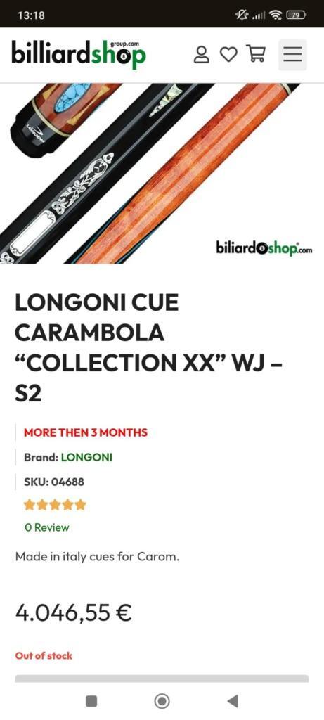 Longoni carom keu collectie xx, Sport en Fitness, Biljarten en Poolen, Zo goed als nieuw, Keu of Ballen, Ophalen