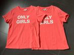 2x Only oranje T-shirt - Maat 134-140 (Tweeling), Kinderen en Baby's, Gebruikt, Meisje, Kids Only, Ophalen of Verzenden