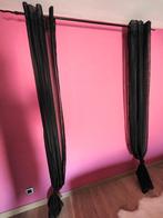 Barre pour rideaux + 2 rideaux en voile, Maison & Meubles, 100 à 150 cm, Noir, 200 cm ou plus, Enlèvement
