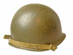 WW2 US army M-1 helm 744th Tank Battalion, Verzenden, Landmacht, Helm of Baret