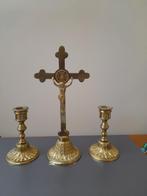 Kruis met kandelaars. Koper., Antiek en Kunst, Ophalen